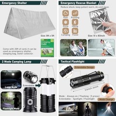 Survival Kit, 262Pcs Survival Gear and Supplies with First Aid Kit Pouch and Cro