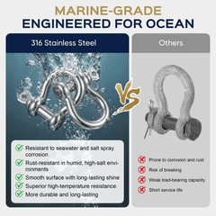 316 Stainless Steel D Ring Bow Shackles, Heavy Duty Anchor Shackles with Secu…