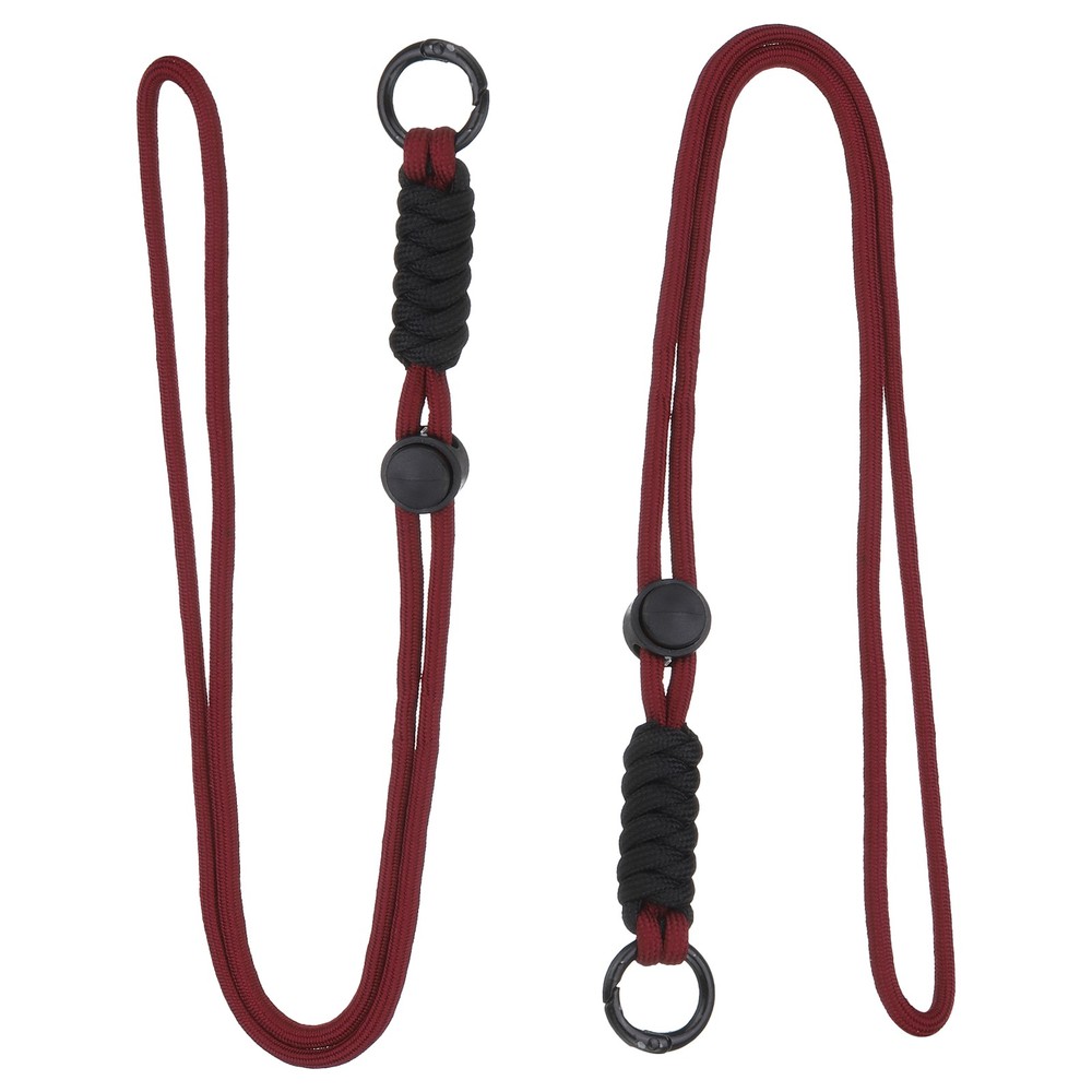 2 Pcs Paracord Lanyard Necklace, Lanyard with Split Ring, Dark Red & Black