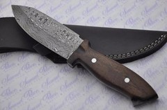 Damascus Scale Tang Rosewood Bushcraft Knife Sheffield England Black Sheath