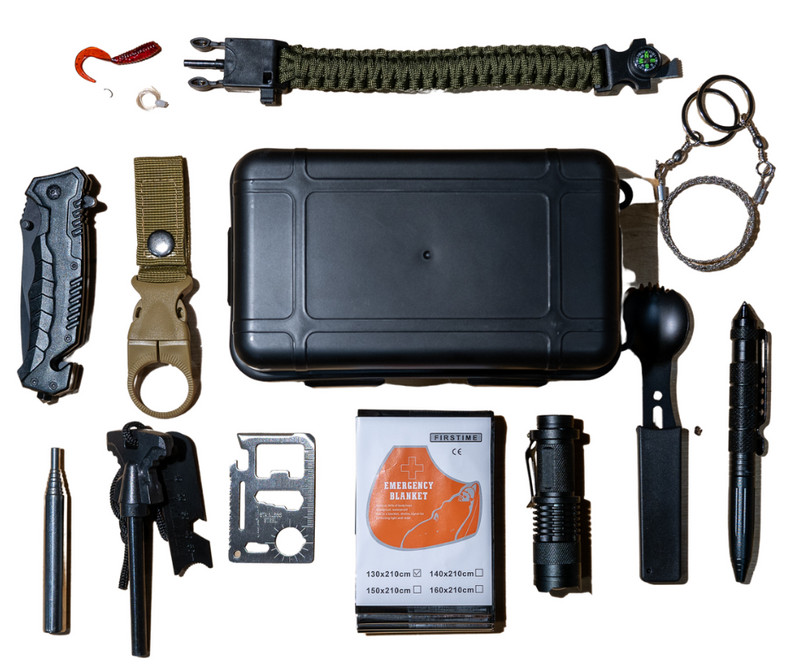 Beakon 14-in-1 Survival Kit Tactical Emergency Gear Saw Fire Starter Knife Pen