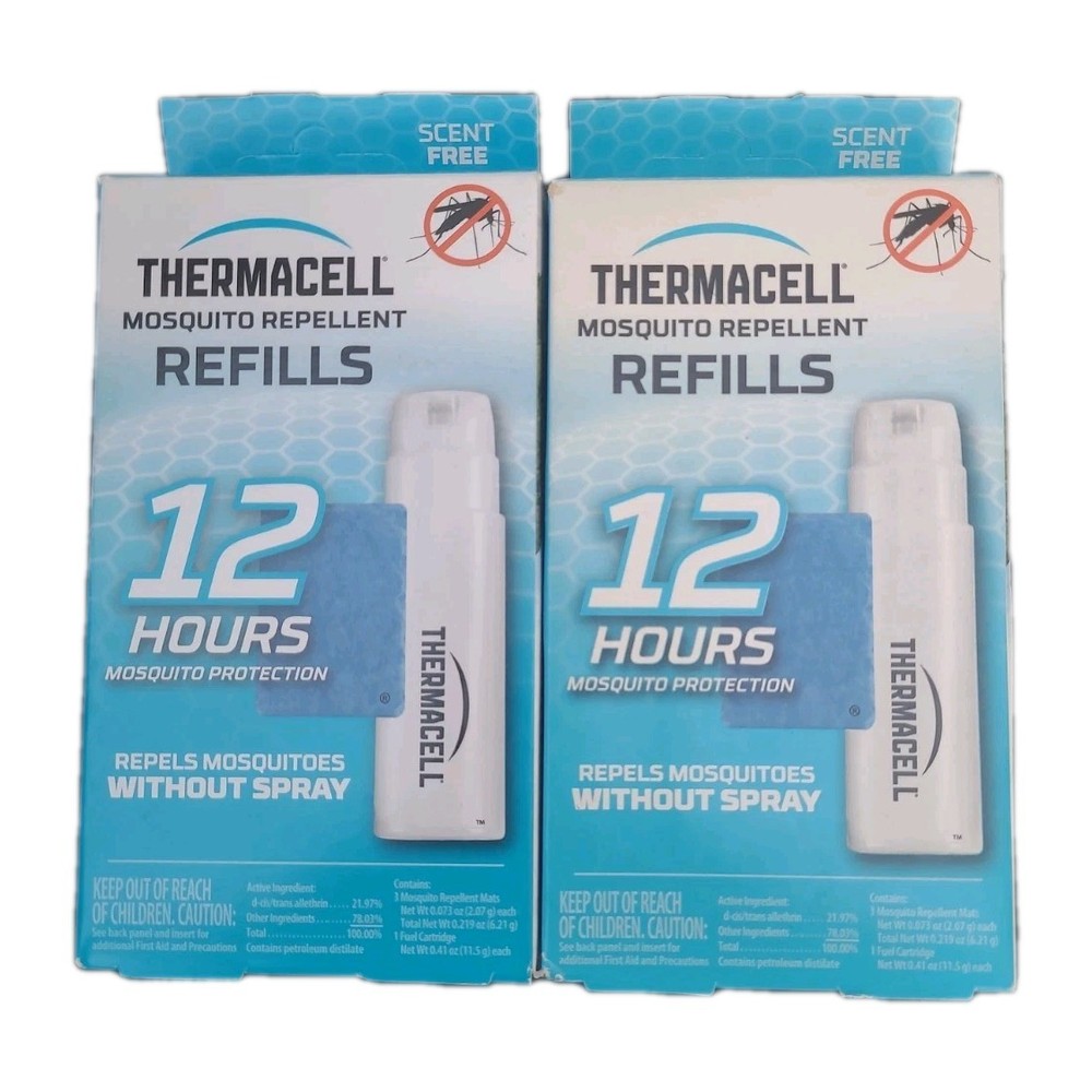 2 X Thermacell Mosquito Repellent Refills 12 Hour Protection 3 Mats 1 Cartridge