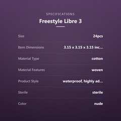 Freestyle Libre 3/Libre 3 Plus Sensor Covers, Non-Adhesive Center, Acrylic Pr.–