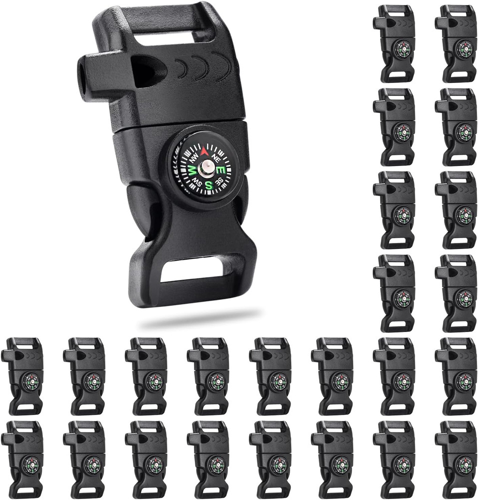 Paracord Buckle with Whistle Compass, Side Release Plastic Buckles for Paracord