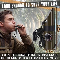 4 Pack Emergency Survival Whistle Loud Safety Whistle 7-in-1 Multifunctional …