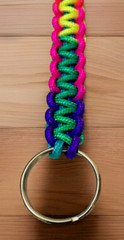Paracord Keychain Neon Rainbow Metal Clip Ring 275 Cord Handmade LOT OF 5 Gift