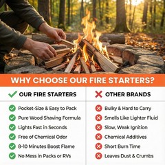 Natural Fire Starter Sticks: Quick Start Starters for Grills 15 Sticks