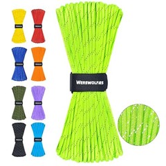 Reflective Paracord Rope 7 Strand Type III Parachute Cord 4mm 200FT Neon Green