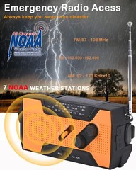 Emergency Solar Hand Crank Weather Radio 2000mAh Power Bank Charger Flash Light