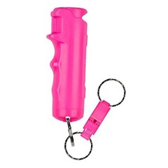 2-in-1 Pepper Gel with Detachable Safety Whistle Keychain, 3X longer Pink