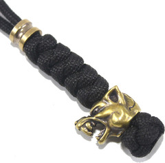 Paracord Knife Lanyard with Brass Wolf-Head Bead Paracord Lanyard for Knife EDC