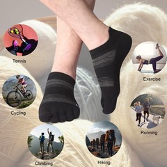 HABITER Merino Wool Toe Socks for Men & Women–50% Large, Black&grey