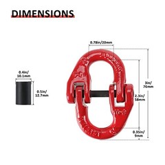 4 Pack G80 Alloy Steel Hammerlock Coupling Link, 5/16″ Hammer Lock 4400 lbs
