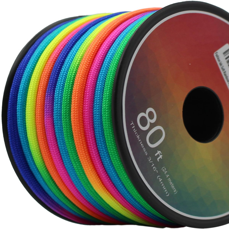 Fashion Lab Soft Rainbow Cord 7 Strands 4 Mm 3/16 Nylon Paracord Dip-Dye Nylon