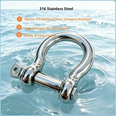 316 Stainless Steel D Ring Bow Shackle 5/16″ 5 Pack