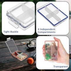 JUXYES Pack of 6 Plastic Small Fishing Tackle Box 6 Pack, transparent