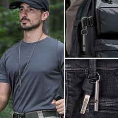 Titanium Emergency Whistle, Gray, 2 Inches Length, 120db Loud Safety Whistle