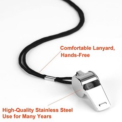 Whistle, 24 PCS Professional Stainless-Steel Whistles with Lanyards in Bulk