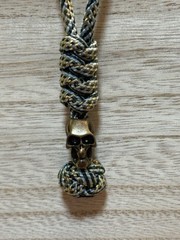 5 inch 550 lb UV reactive Paracord lanyard w/ metal Skull Bead, handmade in USA!
