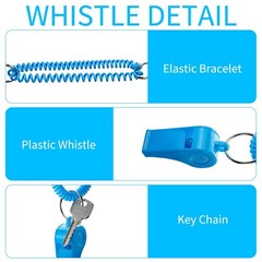 30 Pack Sport Whistles with Bracelet, Bulk Whistle Keychain with Stretchable …