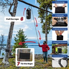 Bear Bag Hanging Kit – 10L Waterproof Bear Proof Food Storage Bag, 2 Straps,