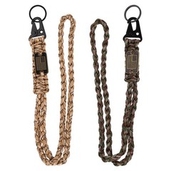 2Pcs Paracord Lanyard, Strong Lanyard with USA Flag, Green&Desert Camouflage