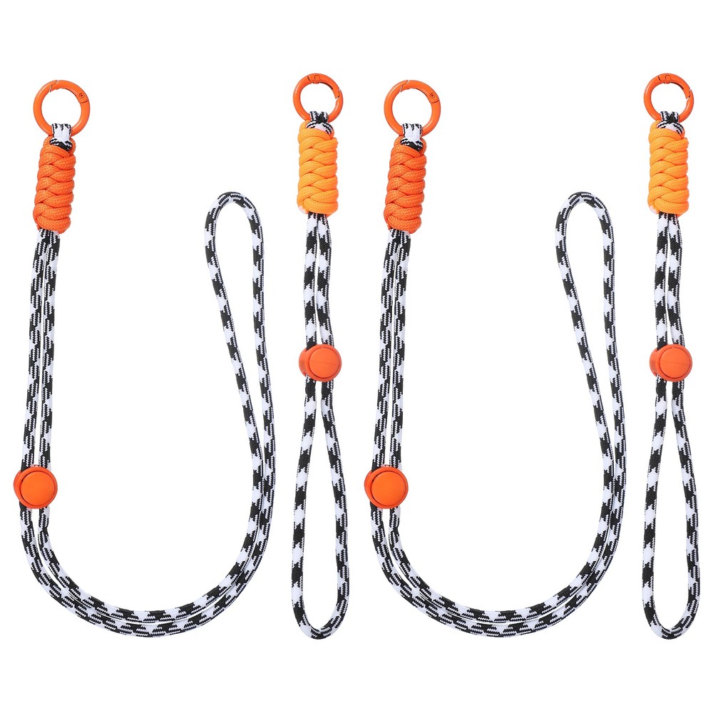 2Set Heavy Duty Paracord Keychain Lanyard for Keys , Black White/Orange