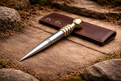Vintage Spike Dagger Letter Opener Brass Handle Steel Blade Antique Finish Desk