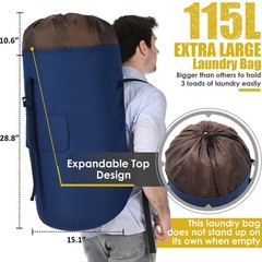 Laundry Bag 15″ x 40″, Dark blue laundry bag backpack with shoulder strap