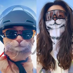 YJPPDD Cute Bandana Face Mask, 3D Animal Neck One Size, Orange Pussycat