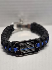 2 PARACORD SURVIVAL BRACELET WITH AN AMERICAN FLAG, POLICE, FIRE DEPARTMENT