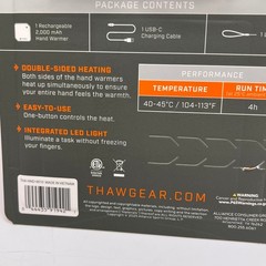 Thaw 2K Rechargeable Hand Warmer Unisex OS NEW LED Light 2000mAh READ