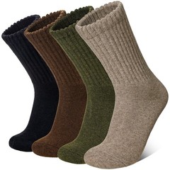 Eyean Men Merino Wool Socks Thermal Hiking Winter One Size, Dark Green Brown