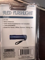 Mini 9 LED Bright Pocket Flashlight Blue Metal Emergency Camping