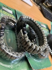 9 Maxam 9″ Paraccord Bracelets with Whistle and 12.5′ emergency Parachute Cord