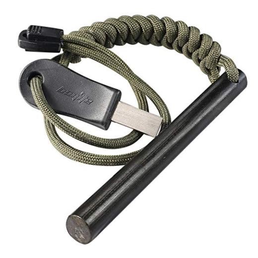 4 Inch Survival Ferrocerium Drilled Flint Fire Starter, Ferro Rod Kit with
