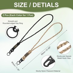 Paracord Keychain Carabiners Clip, 4Pcs& 21.7/6″ & Black/Desert Camouflage