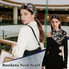 Qutdiuzy 22″ Bandanas for Women Girls, Men Head Standard, White Black Coffee