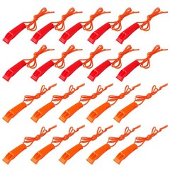 AUGSUN 40 Pcs Emergency Safety Whistle Plastic Whistles Medium, Red Orange