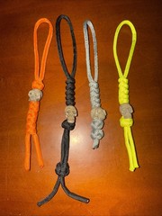 4pk Paracord Combo Knife Lanyard Neon Yellow/orange, Grey, Black with Skull