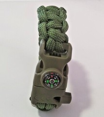 Paracord Survival Bracelet Adjustable Fire Starter Compass Whistle Small Size