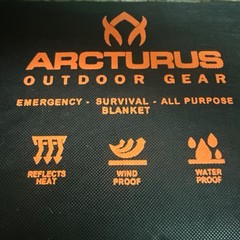 Arcturus Black Insulated Heavy Duty Thermal Survival Blanket, 60X82In, New!