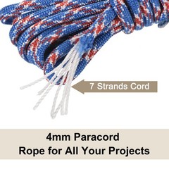 550 Paracord Rope 10ft, 4mm Thin Paracord Nylon Survival Cord Red Blue