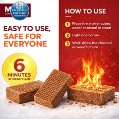 Fire Starter Squares, 160 pcs – Charcoal Starters for Campfires, Brown