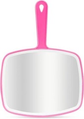 Handheld Mirror, Portable Hand Mirror with Hanging Hole in 10.4″L x 7.4″W Pink