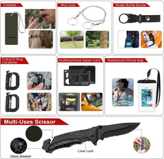Emergency Survival Kit Bag First Aid Bug out Tactical Prepper Kit 222 Pcs Bag