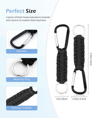 2 Set Heavy Duty Paracord Lanyard and Braided Keychain for ID Card Badge Holder,
