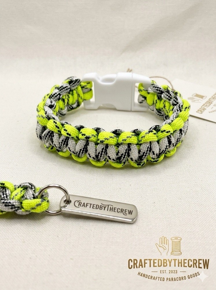Handmade Yellow/Gray/Black/White Paracord Bracelet 8in 550lb