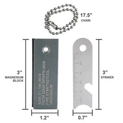 2x Magnesium Flint Fire Starter – 6in1 Survival Firesteel Blocks with Striker