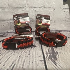 SecureLine Military Grade Paracord Survival Bracelet Small Red/Black Lot Of 4